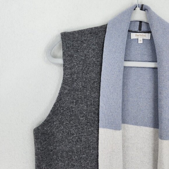 Bartolini Sweater Womens Medium Gray Blue Wool Cashmere Sleeveless Cardigan - Picture 2 of 11